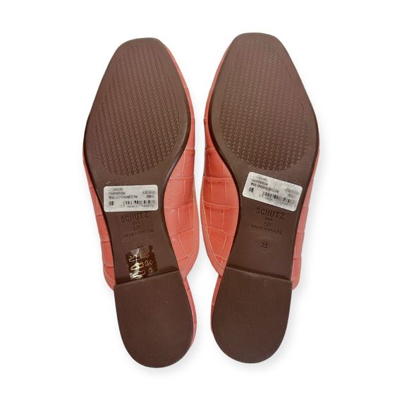 SCHUTZ "Carlene" Rosa Croc Embossed Mule Ballet Flats, Size 6 - Picture 7 of 7